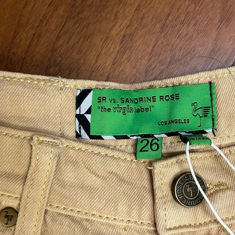 Sandrine Rose SIZE 26 NWT beige button fly shorts‎ with side zipper